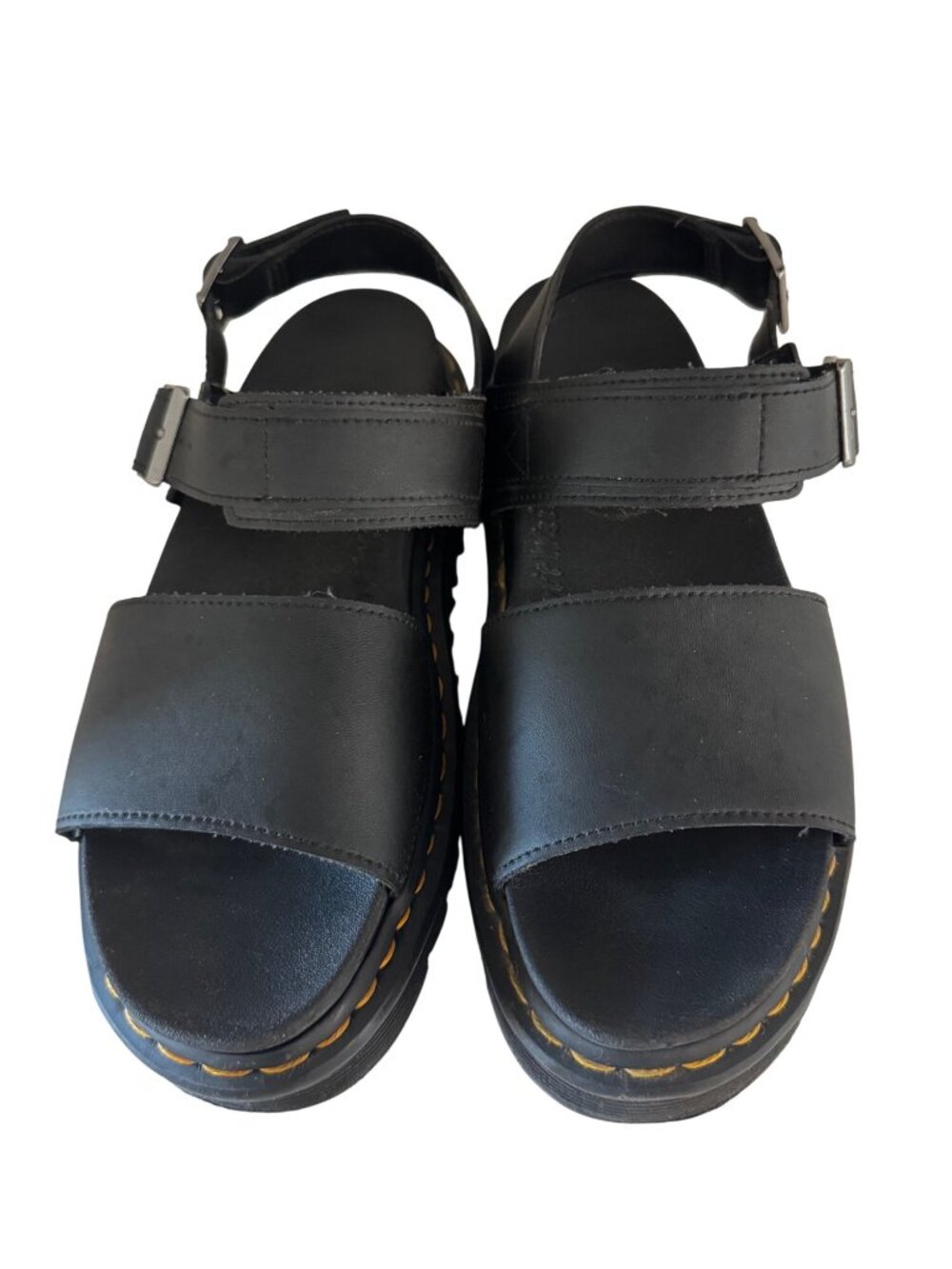 Dr. Martens Voss Black Leather Platform Sandals Buckles Size 9 US Womens - Picture 6 of 7